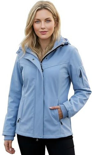 chiguomaoyi Chaquetas impermeables mujer Impermeable con capucha Chaqueta softshell Abrigo funcional informal (Azul claro,XL)