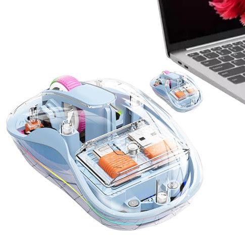 Yurosuis Control informático inalámbrico con Luces,Control informático Transparente inalámbrico, Ratones Transparentes con Control de computadora con luz RGB, Tabletas, portátiles, PC, Control por