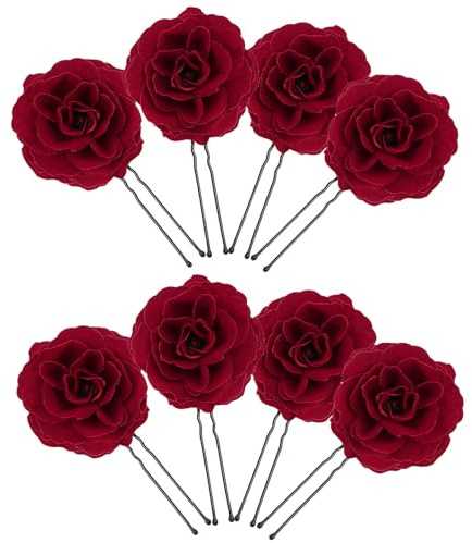 VALICLUD 8pezzi Forcine per Capelli Rosa Rossa Fermagli Vintage per Sposa Accessori Forma di U per Capelli da Donna Mollette da Matrimonio