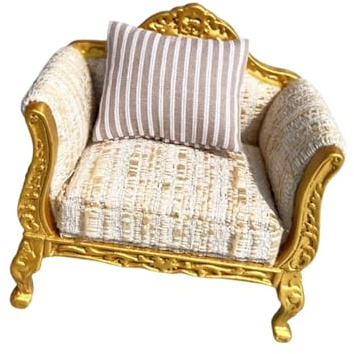 QUILSTM Mobilier Miniature pour Maison de poupée à l'échelle 1/12 : Un canapé Attrayant pour Ajouter du Charme à la Chambre au Balcon de Votre Maison de , Or , Canapé Simple