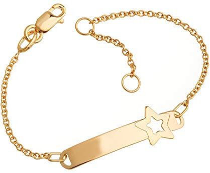 Baby ID-Armand Star - Braccialetto per battesimo in oro 375, lunghezza 12-16 cm, con incisione inclusa, 12 centimeters, Oro giallo