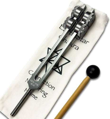 MYRIAD MELODIES Earth Star Stimmgabel, 68,05 Hz, Erdung, Erdung, Entspannung, Meditation, Bio-Feld-Therapie, Klangtherapie, Chakra-Ausrichtung, Grau
