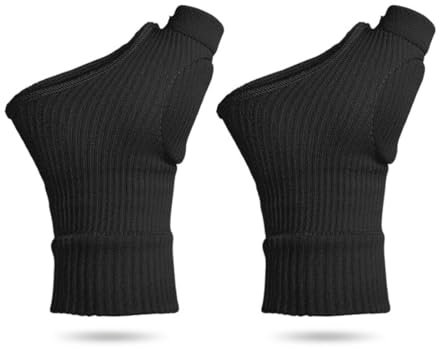 XUJLRL Arthritis Kompressionshandschuhe, fingerloser Handschuh mit Gel, Stabilisierende Handgelenkbandage mit Daumenortthese, Therapie Karpaltunnel zur Linderung von Schmerzen, Daumen und Gelenken(S)