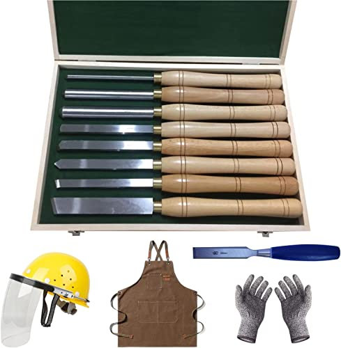 BomDog Drehmeißel-Set, 8-Teiliges Set, Drehmeißel, Hss-Stahlklingen, Holzdrehwerkzeuge, Für Holzschnitz-Wurzelschnitz-Drehmaschinen