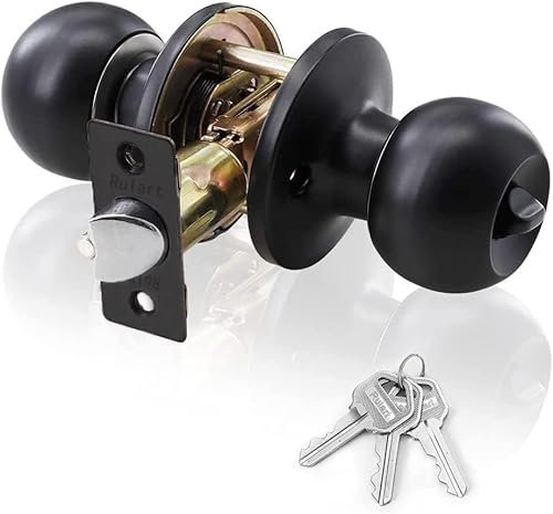 AMOTOFO Door Knobs with Lock Round Style Knob, Perfect for Rooms requiring Extra Security at The Home, Office, or Workplace, 1 Pack