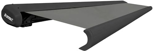 INTELROLL INT500 Full Cassette Retractable Awning Canopy 3m x 2.5m (9.10ft x 8.2ft) For Garden Patio or Shop Front ELECTRIC Motorised Control Grey Frame with Acrylic Fabric 320gsm in Shadow Grey