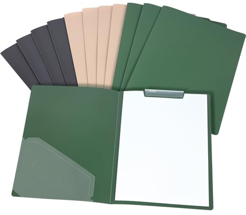 URbantin Klemmmappe A4,Klemmhefter mit Tasche,File Folders,Schnellhefter für Geschäft, Büro, Schule Oder Restaurant,3 Farben (12 Stück)