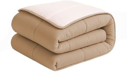 Acomoda Textil - Edredón Nórdico Reversible Relleno Nórdico Microfibra 350 gr/m² Edredón Bicolor Cálido y Ligero de Invierno (Topo/Beige, 240x260 cm)