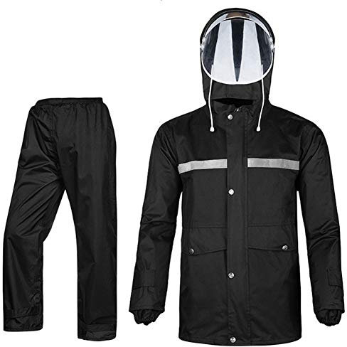 Icegrey Traje Impermeable Moto Lluvia sobre Traje Reflectante Ropa de Lluvia para Moto Negro L