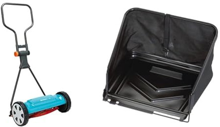 Tondeuse Hélicoïdale 400 Classic Gardena : Tondeuse à Main, Largeur de Travail de 40 cm, 200 M² & Sac de Ramassage Gardena : Bac de Ramassage d'Herbe Adapté à Toutes les Tondeuses Hélicoïdales Gardena