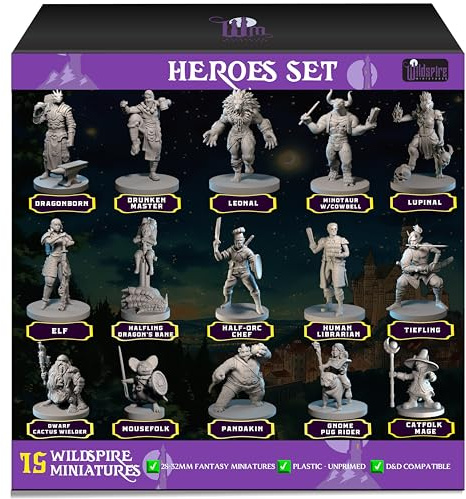 Wildspire Hero, Player-Character, NPC DND Miniatures, 28mm32mm Unpainted D&D Minis Dungeons & Dragons Figures D D Bulk Pathfinder Fantasy Tabletop Fantasy Minis Set