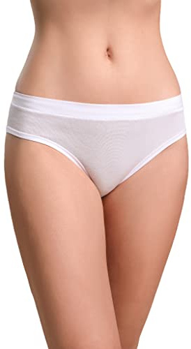EGI 2 Slip da Donna Midi in Puro Cotone Filo di Scozia (3/S, Bianco)