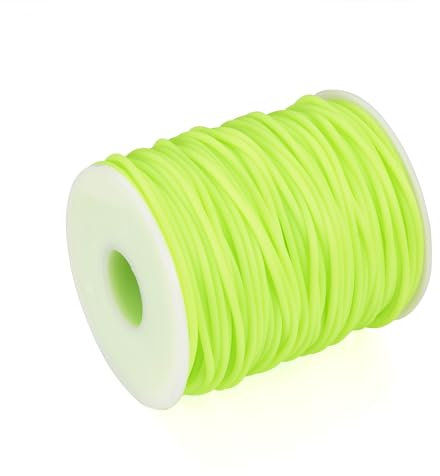 Craftdady Tubo hueco de 50 m, cordón de goma de PVC, cuerda de tubo de goma envuelto alrededor para alambre de memoria, collar, pulsera, tejido, verde y amarillo