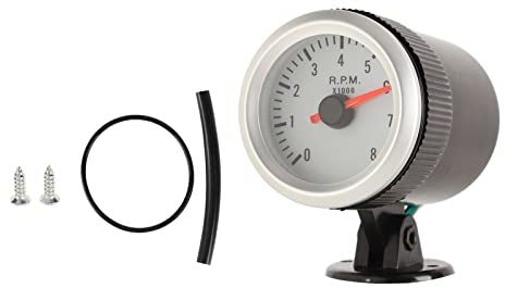 52 Mm Tachometer Counter, 2 Inch 52 Mm LED Tachometer Red Pointer White Dial Backlight for 1 4 6 8 Cylinder Petrol Vehicles Replacement for Motorcycle Accessories