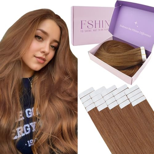 Invisible Tape Extensions Echthaar Rotbraun 55cm 20 Stücke 50g Hair Extensions Tape in Echthaar Klebe Haarverlängerung Farbe 330