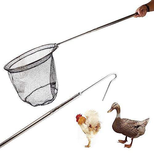 Red de captura de animales, herramienta de trampa para pollos, gancho para patas de perro, kit de captura de control de animales, poste de captura de gatos, pájaros, aves de corral y animales pequeños
