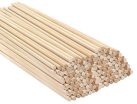 100 Stück Rund Holzstab, 30cm Holzstäbe zum Basteln Natürliche Rundholz Holzstäbchen Rundstab Holz Rattanstäbchen Bastelstäbe für DIY Kindererziehung Dekoration
