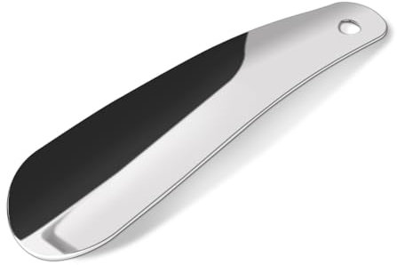 Quelcc 16cm Schuhlöffel Klein, Schuhanzieher Metall Edelstahl Shoe Horn, Schuhlöffel mit Löchern zum Aufhängen für Alle Fußgrößen für Männer, Frauen, Kinder