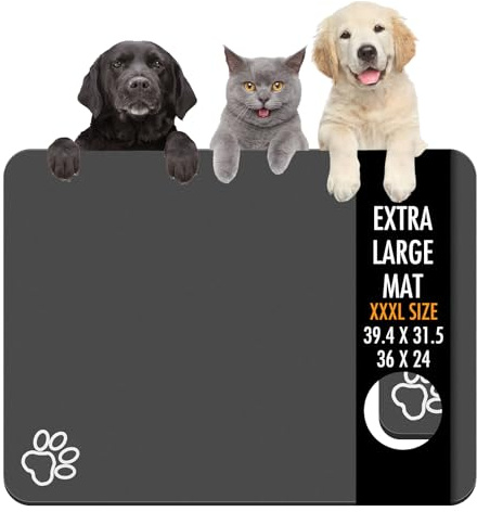 Tapis de Nourriture pour Chien, 91,4 x 61 cm, Extra Large, Tapis Absorbant pour Nourriture et Eau, Tapis antidérapant pour gamelle de Chat sans Taches, séchage Rapide pour Distributeur d'eau pour
