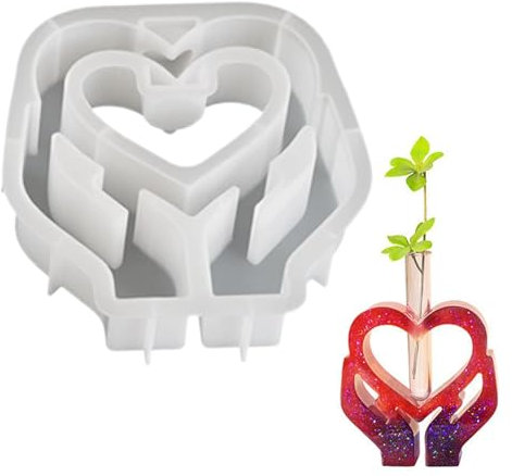 Vasen-Harzformen ​Silikonform für Reagenzglas-Blumenvase Herzförmige Blumenform aus Harzform Pflanzeninkubator Epoxidharzform Hydroponische Vasenform für Heimdekoration