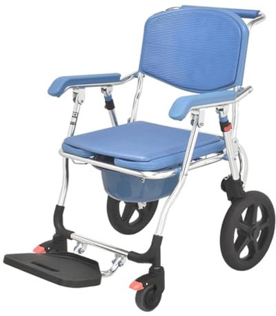 Chaise Roulante Imperméable, Chaise Percée Pliable Pour Personnes Âgées Avec Siège De Douche Étanche Commode Pour Patients, Chaise Percée Adulte, Fauteuil Roulant Pour Handicapés Avec Toilette