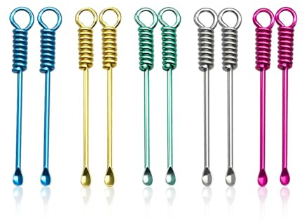 10Pcs Mini Spoons Keychain, Tiny Metal Shovel Charms for Spices & Powder, Multicolor Small Spoon Pendant for Jewelry Making, Crafts, DIY Accessories
