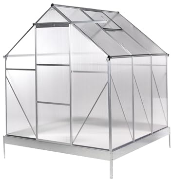 Grande serra da giardino in policarbonato con struttura in alluminio Argento Puglia