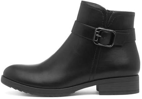 Lilley Womens Black Buckle Zip Up Ankle Boot - Size 6 UK - Black