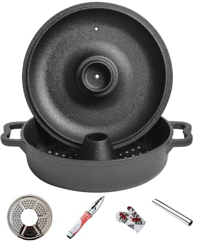 Dutch Oven Camping - Non-Stick sredskap med Handtag - Gjutjärn Camp Holländsk Ugnsgryta med Lock - för Stekning Stekning Stegning Grillning Bakning