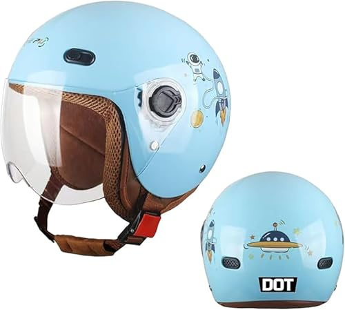 Casco Da Moto Per Bambini, Casco Da Scooter, Casco Jet Con Visiera Parasole, Casco Da Scooter Per Bambine, Casco Da Ciclomotore Per Bambini, Per Bambini Dai 3 Ai 12 Anni 10,52~57 cm