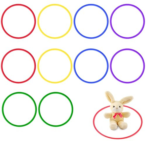 10 Pezzi Giochi Di Anelli Di Plastica,Giochi Di Llancio E Attività,Anelli Di Lancio Cerchi Per Bambini,Cerchio Di Gioco Giocattolo,Per Feste Giardino All'aperto,Rosso,Giallo,Blu,Verde,Viola,Kiuiom