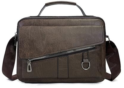 FANDARE Uomo Borse e Messenger 24 Ore Ventiquattrore Borsa Tracolla spalla Laptop Documenti Valigetta Messenger Business Pelle PU con Cinghia Regolabile per Ufficio Viaggio Università Marrone scuro