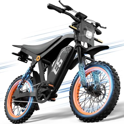 Tietie E5 Vélo Électrique VTT, 14 Vélo Électrique Tout-Terrain pour Adultes et Ados, Batterie Amovible 48 V 20 Ah, Autonomie 80KM, Moteur 60 N·m, Double Suspension, Grand Écran LCD, Démarrage NFC