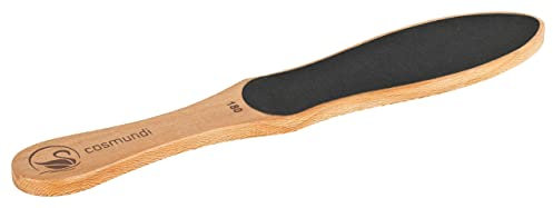 cosmundi Hornhautentferner aus Holz - mühelose Entfernung von Hornhaut und Schwielen an den Füßen - plastikfreie Verpackung