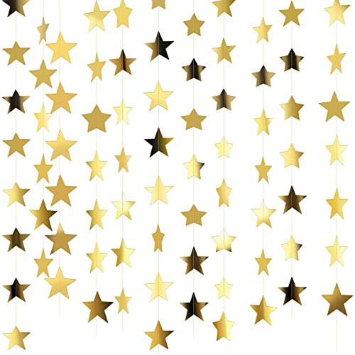 Guirnalda de Estrellas con Purpurina, 130 pies, banderines Colgantes de Estrella Brillante para Compromiso, Boda, Baby Shower, cumpleaños, decoración de Fiesta de Navidad (Dorado)