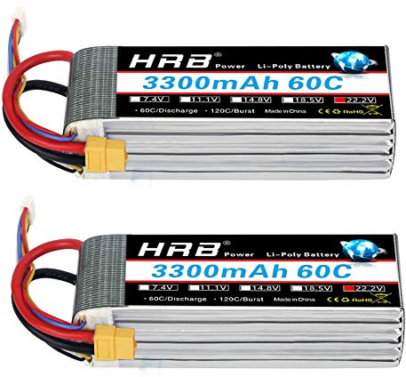 HRB 2PCS 6S 22.2V 3300mAh 60C Lipo Batterie avec XT60 Plug pour RC Hélicoptère Avion Voiture Bateau Camion