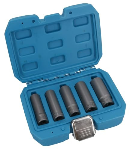 AB Tools 5pc 3/8 Drive Deep Bolt Extractor Set Damaged Broken Nut Twist Socket Remover