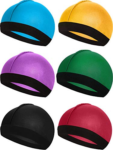 Syhood 6 Pieces Silky Wave Caps for Men Kids 360 Durag Cap Elastic Wave Velvet Hat(Yellow, Pink, Light Blue, Purple, Green, Black)