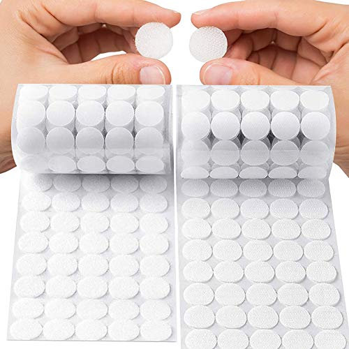 500 Pcs Gancho y Bucle Puntos Autoadhesivo 20mm, Adhesivos Doble cara Cintas Adhesivas Fuertes, Blanco Pegatinas Bricolaje Almohadillas Redondas con Puntos para Manualidades para Oficina Casa Escuela