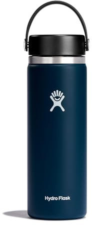 HYDRO FLASK - Water Bottle 591 ml (20 oz) - Vacuum Insulated Stainless Steel Water Bottle with Leak Proof Flex Cap and Powder Coat - BPA-Free - Wide Mouth - Indigo