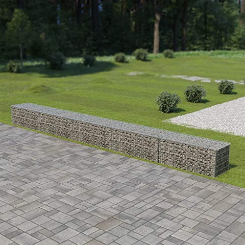 Mesh Wire Wall Panel with Garden Stone Wire Basket Fencing Patio Decorative Fence for Outdoor Landscape Lawn Gabion Wall with Covers Galvanized Steel 236x19.7x19.7