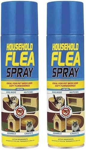 2 x 200ml Flea Killer Spray Long Lasting Flea & Larvae killer Spray Cat Dog Pets Bed Carpet Home