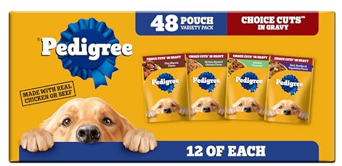 Pedigree Choice Cuts in Gravy Wet Dog Food, Adult Soft Wet Dog Food, Variety Pack, 3.5 oz. Pouches, 48 Count