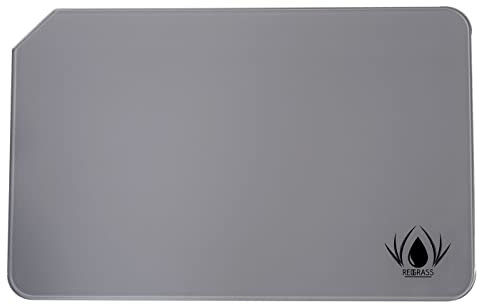 Redgrass Glaspalette für Ölgemälde, Acryl, Miniaturmalerei - 32,8 cm Studio XL - gehärtetes Glas mit abgeschrägten Kanten - 4 Gummifüße - hellgraue Rückseite, Grau