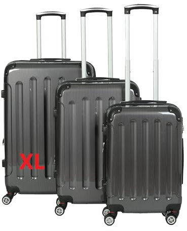 INVIDA Glüückskind Luxus Koffer Trolley aus Polycarbonat ABS Materialmix mit 4 Zwillingsrollen in Carbon Optik XL