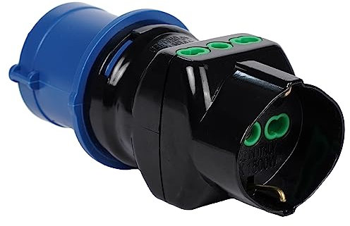 FANTON 78090-E Adattatore industriale, spina 2P+T 16A 200-250V 6h IP44, 2 prese bipasso italiane 2P+T 16A, 1 presa bipasso italo/tedesca 2P+T 16A
