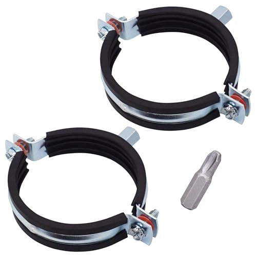 SKIR'CO (2 pezzi) Staffe per tubi con rivestimenti in gomma per tubi da 75-80 mm, morsetti per tubi, supporti per tubi per montaggio a parete e soffitto