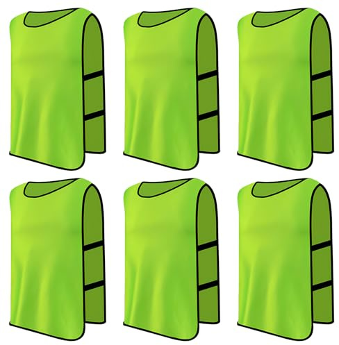 Ehuihuan 6 Stück Fußball Leibchen Kinder Set, Sport Training Lätzchen, Trainingsleibchen Basketball für Kinder, Sport Trikot Leibche für Fussball, Netzball, Rugby, Hockey, Cricket, Volleyball (Grün)
