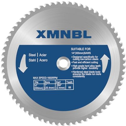 14 Inch Metal Steel Cutting Saw Blade,Replacement for Evolution 14 Inch Chop Saw Blade for Evolution S14CPS,S15CPS,S355MCS,S355CPS,S380CPS|Metal Cutting Saw,66Teeth Mild Steel Cermet Blade