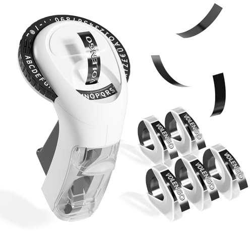 Beschriftungsgerät Prägegerät, Etikettiergerät Prägegerät Retro, Prägemaschine mit 5 Prägegerät Etiketten Schwarz, 3D-Effekt Erzeugen